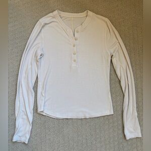 Lululemon Athletica Cream Long Sleeve Henley Tee